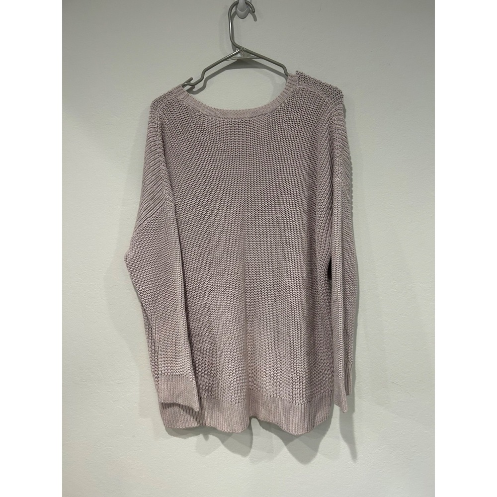 Eileen Fisher 100% Organic Cotton Rib Knit Oversized Crewneck Sweater L - Picture 2 of 7